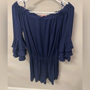 Lilly Pulitzer Navy Off the Shoulder Romper